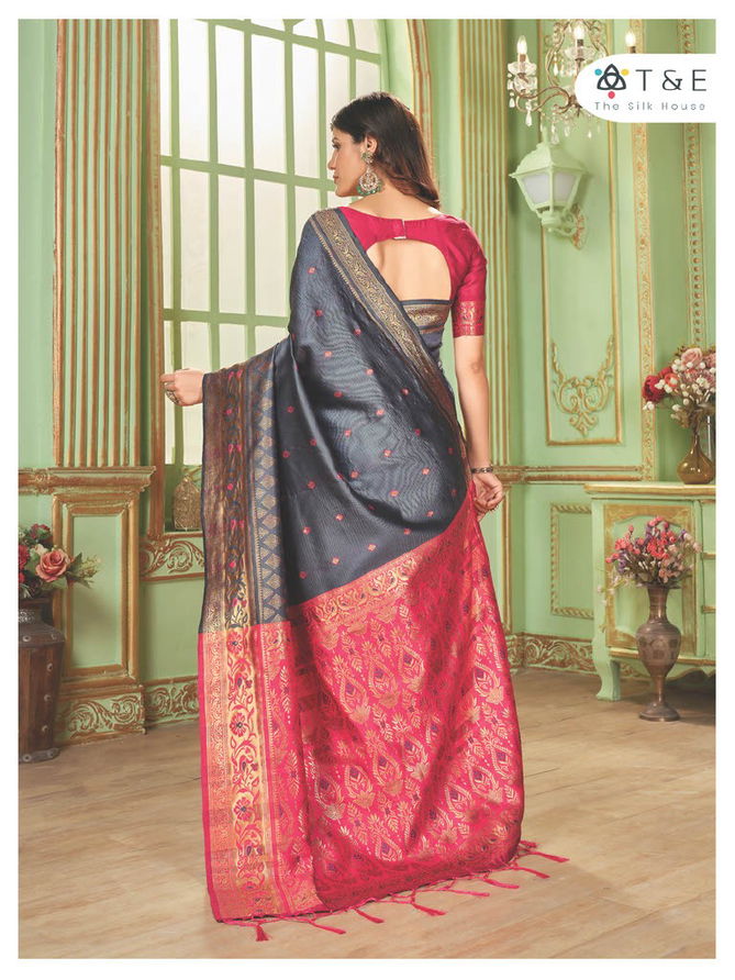 T And E Anika Silk Colors Party Wear Sarees Catalog